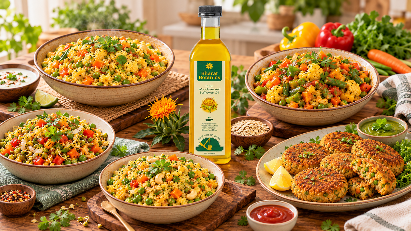 Flavourful Vegetarian Dishes Made with Bharat Botanics Safflower Oil