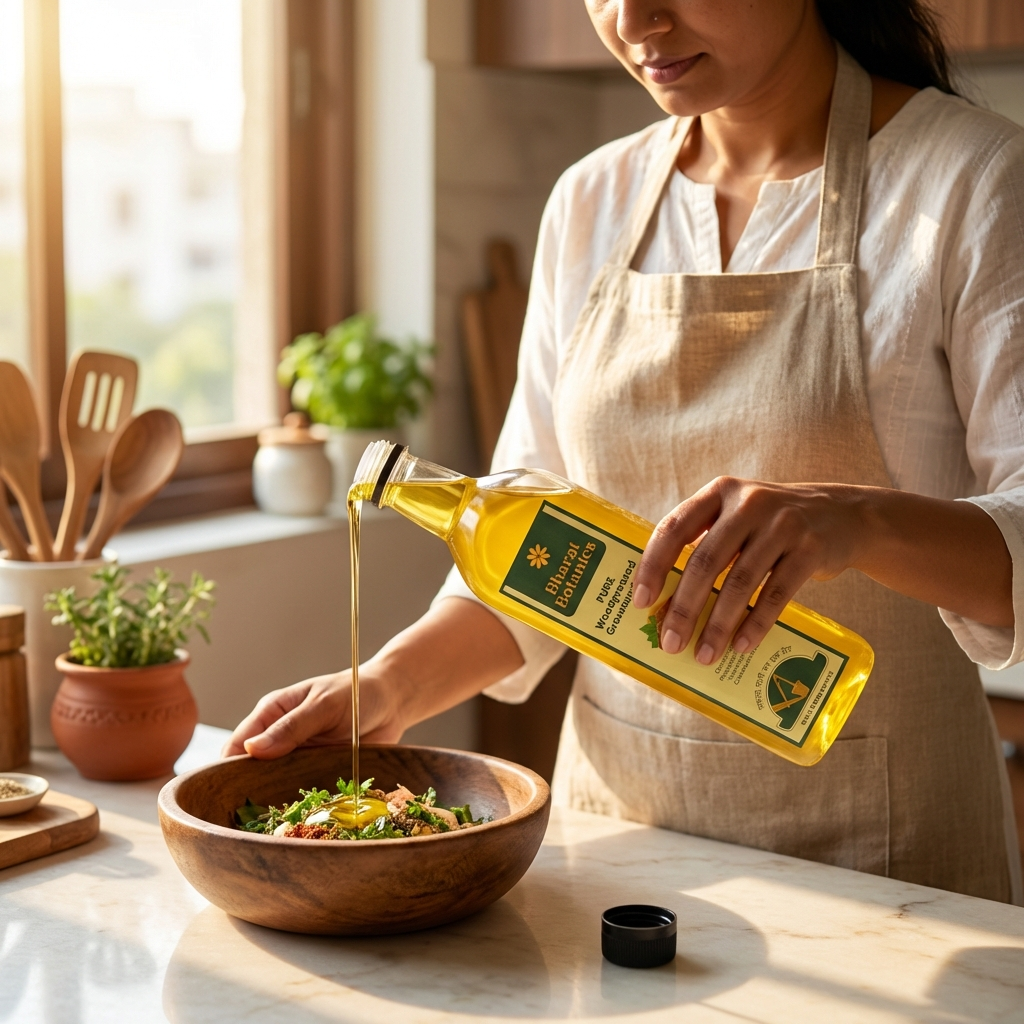 Wood Pressed Groundnut Oil Product Image by Bharat Botanics