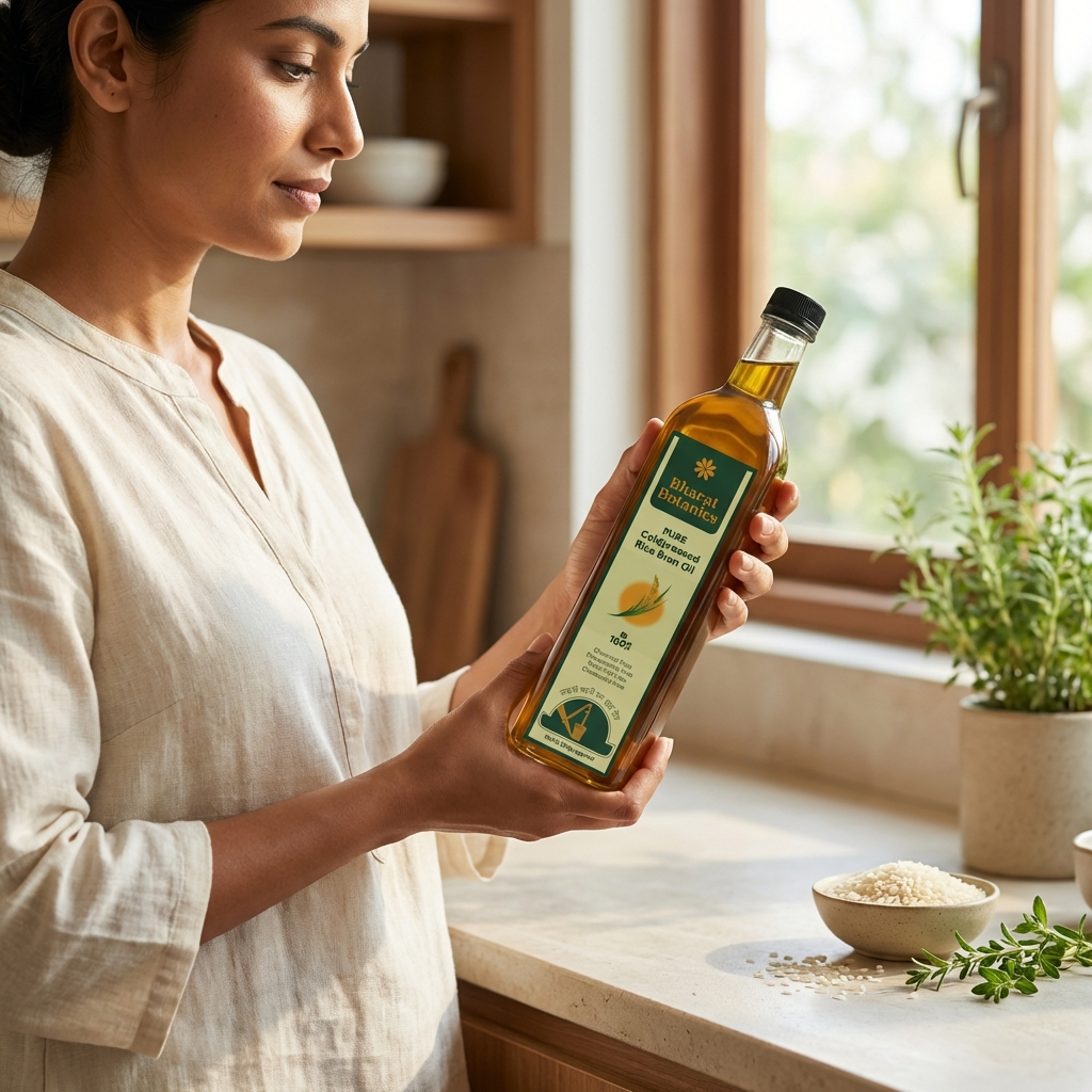 pure cold-pressed rice bran oil bottle rich in Vitamin E 